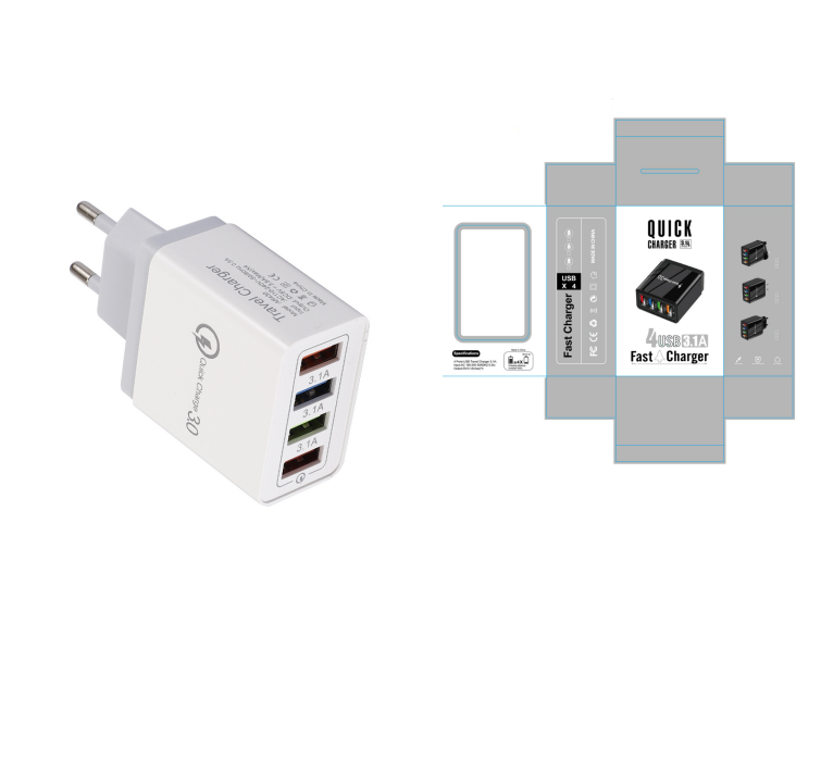 4 USB ports ( quick charge 3.0 and 3 USB port 5V/3.1 A Max )