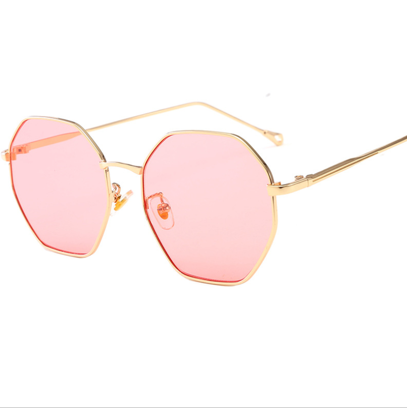 2021 new fashion sunglasses female metal polygonal large box ocean color lens tide sunglasses net red glasses