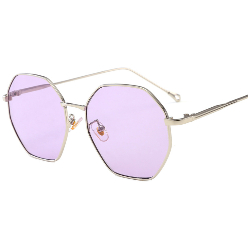 2021 new fashion sunglasses female metal polygonal large box ocean color lens tide sunglasses net red glasses