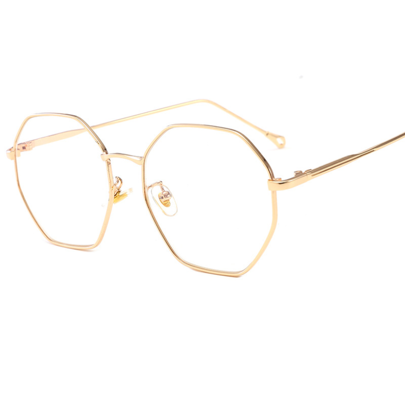 2021 new fashion sunglasses female metal polygonal large box ocean color lens tide sunglasses net red glasses