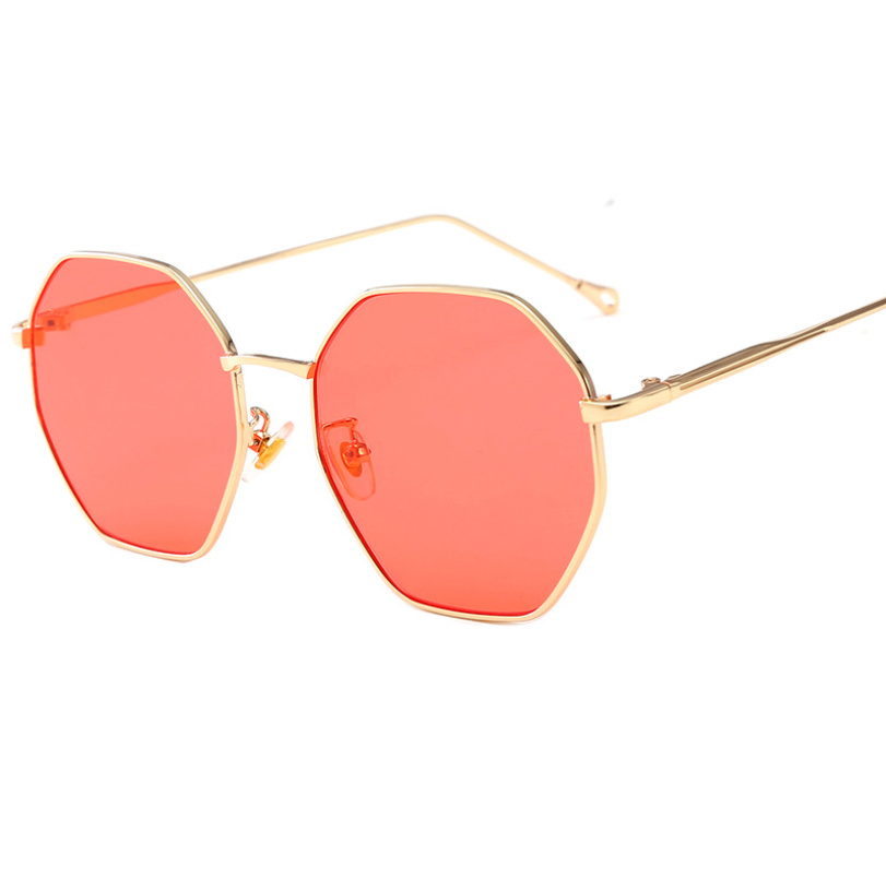 2021 new fashion sunglasses female metal polygonal large box ocean color lens tide sunglasses net red glasses