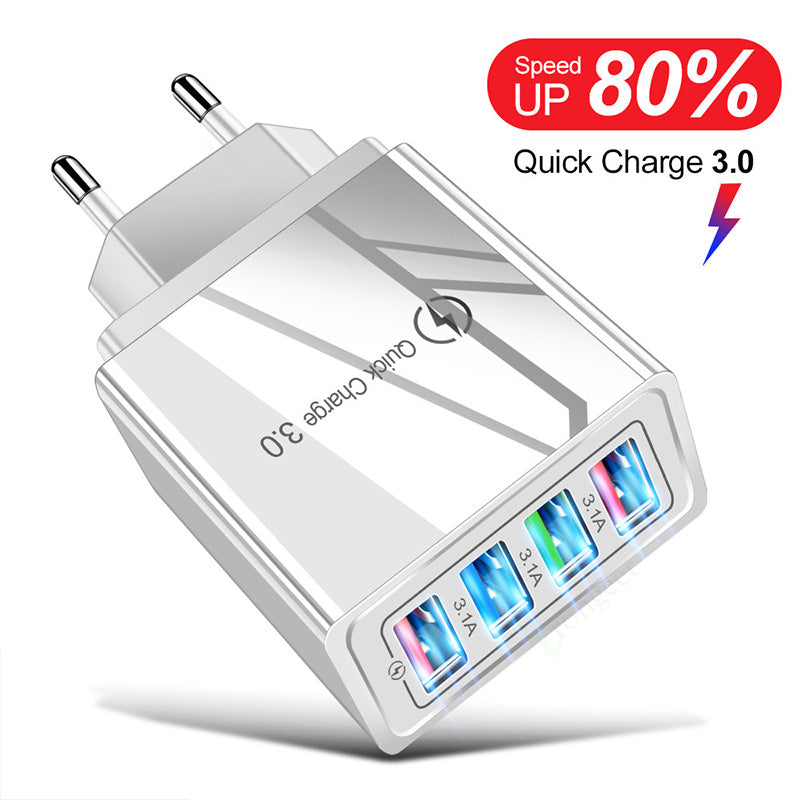4 USB ports ( quick charge 3.0 and 3 USB port 5V/3.1 A Max )