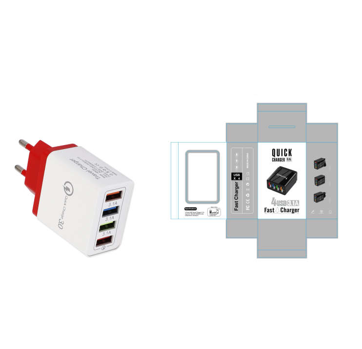 4 USB ports ( quick charge 3.0 and 3 USB port 5V/3.1 A Max )