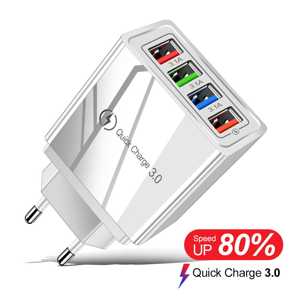 4 USB ports ( quick charge 3.0 and 3 USB port 5V/3.1 A Max )