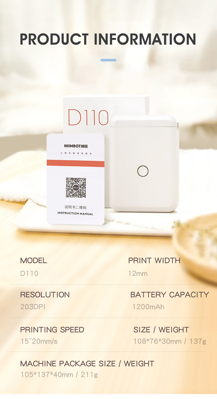 D110 Bluetooth Label Printer Household Thermosensitive Adhesive