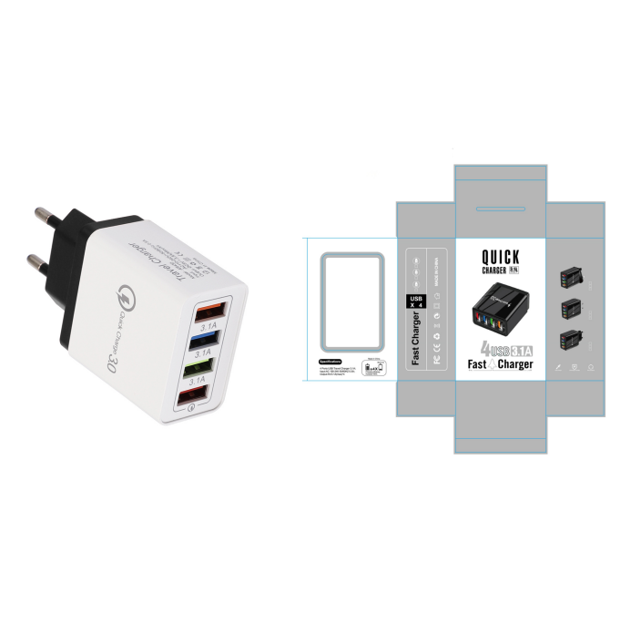 4 USB ports ( quick charge 3.0 and 3 USB port 5V/3.1 A Max )